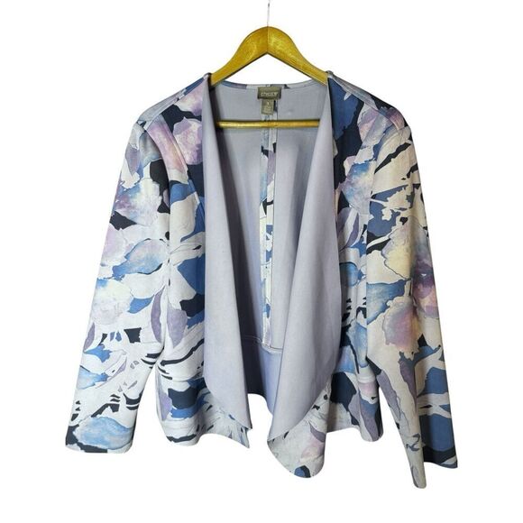Chicos floral lilac open front blazer sz xl - Picture 4 of 9